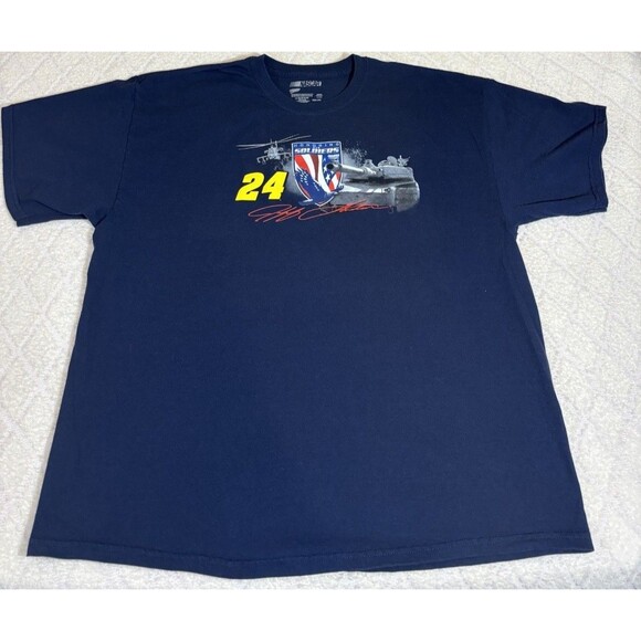 Jeff Gordon NASCAR Honoring Our Troops US Military 2 Sided Blue Tee Size 2XL - Picture 2 of 13